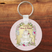 Porte-clés Mariage de gâteau de fleurs (Recto)