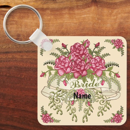 Porte-clés Mariage de la mariée de Roses (Recto)