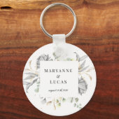 Porte-clés mariage de monogramme floral argent dramatique (Recto)