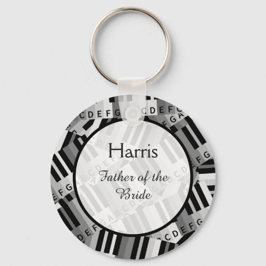 Porte-clés Mariage de piano noir et blanc (Recto)