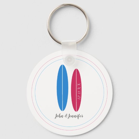 Porte-clés mariage de surf / anniversaire mari et femme (Recto)
