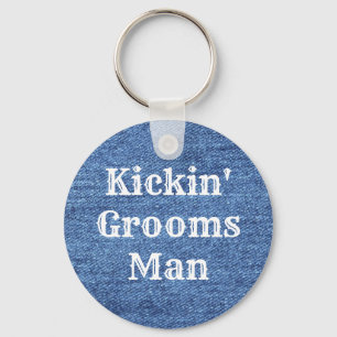 Porte-clés Mariage de thème bleu blanc Denim
