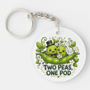 Porte-clés Mariage Deux Petits Pois en Un Cosse