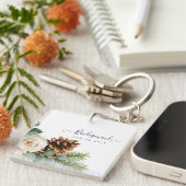 Porte-clés Mariage d'hiver Eucalyptus Verdure Roses blanches (Devant Droit)