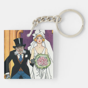 Porte-clés Mariage drôle vintage, romance de mai décembre