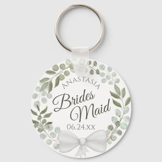 Porte-clés Mariage Elégant Eucalyptus Wreath (Recto)