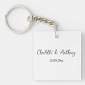 Porte-clés Mariage Élégant Script Creative Black White (Devant)