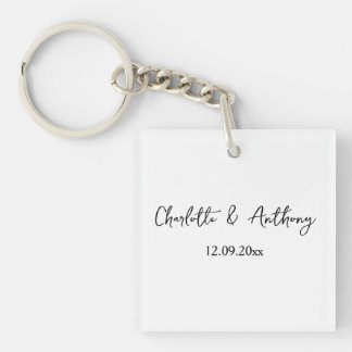 Porte-clés Mariage Élégant Script Creative Black White