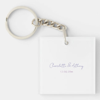 Porte-clés Mariage Élégante Calligraphie Noms & Date Créatifs