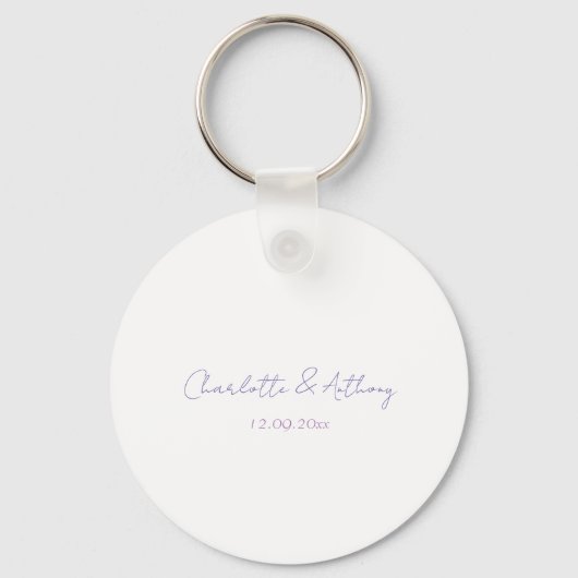 Porte-clés Mariage Élégante calligraphie Noms et date créatif (Recto)