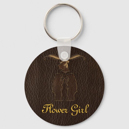 Porte-clés Mariage en cuir foncé (Recto)
