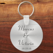 Porte-clés Mariage en métal brossé moderne (Recto)