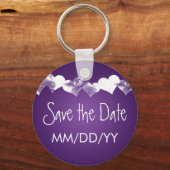 Porte-clés Mariage Enregistrer La Date Grunge Hearts Purple (Recto)