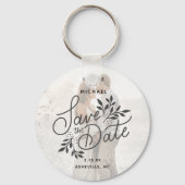 Porte-clés Mariage Enregistrer la date Photo Calligraphie Bot (Recto)