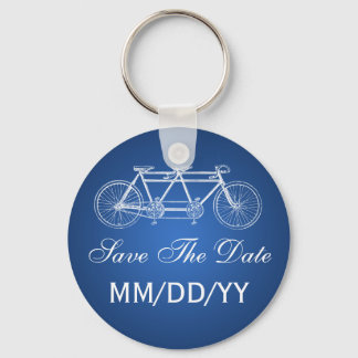 Porte-clés Mariage Enregistrer La Date Tandem Vélo Bleu