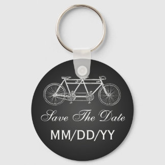 Porte-clés Mariage Enregistrer La Date Tandem Vélo Noir