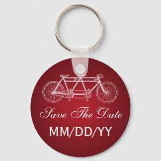 Porte-clés Mariage Enregistrer La Date Tandem Vélo Rouge