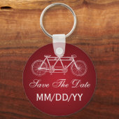 Porte-clés Mariage Enregistrer La Date Tandem Vélo Rouge (Recto)