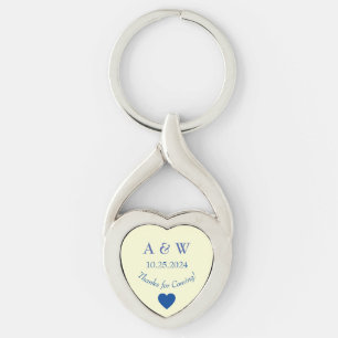 Porte-clés Mariage Favor Jaune Merci pour venir Date Coeur