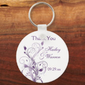 Porte-clés Mariage floral violet et blanc Favoriser le Porte  (Recto)