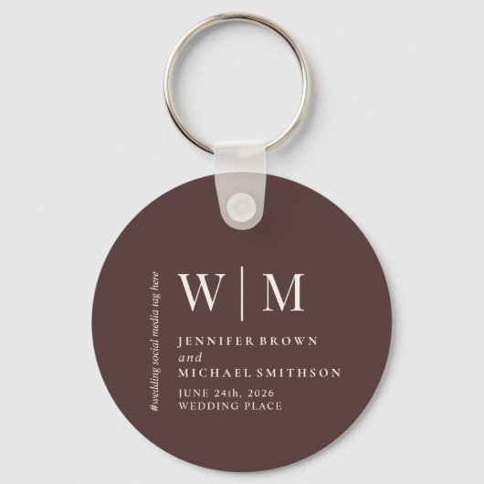 Porte-clés Mariage Formel Marron Chocolat Double Beige (Recto)