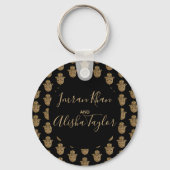 Porte-clés Mariage indien Enregistrer la date Gold hamsa Henn (Recto)