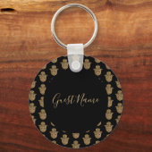 Porte-clés Mariage indien Gold hamsa Henna Nom d'hôte (Verso)