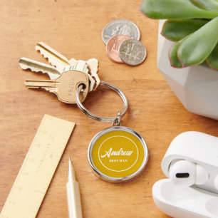 Porte-clés Mariage jaune doré Meilleur homme personnalisé
