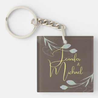 Porte-clés Mariage Moderne Minimaliste Plain Calligraphie Nom