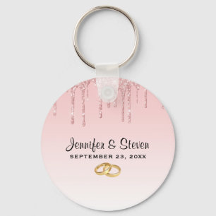 Porte-clés Mariage moderne Rose Parties scintillant Drives &