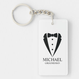Porte-clés Mariage noir Tuxedo Suit Groomsmen personnalisé