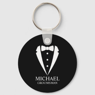 Porte-clés Mariage noir Tuxedo Suit Groomsmen personnalisé