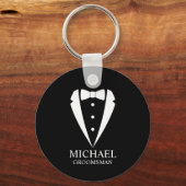 Porte-clés Mariage noir Tuxedo Suit Groomsmen personnalisé (Recto)
