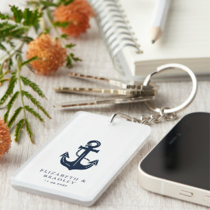 Porte-clés Mariage personnalisé sur le thème nautique avec un