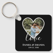 Porte-clés Mariage Photo Black Heart Frame Moderne Calligraph (Recto)