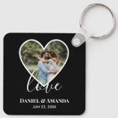 Porte-clés Mariage Photo Black Heart Frame Moderne Calligraph (Dos)