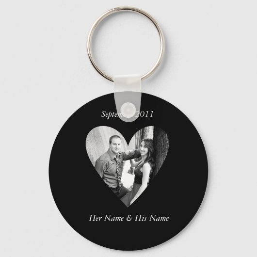 Porte-clés Mariage Photo Black Heart Keychain (Recto)
