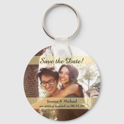 Porte-clés Mariage photo personnalisé Enregistrer la date (Recto)