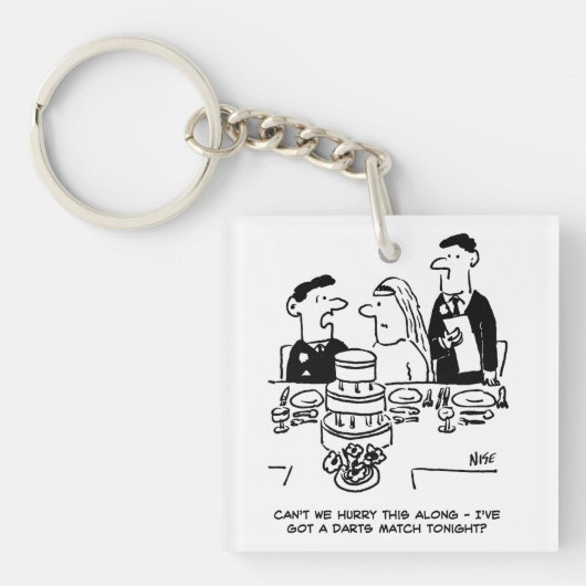 Porte-clés Mariage Réception Le marié a une allumette de fléc (Devant)