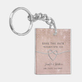 Porte-clés Mariage rose Enregistrer La Date Invitation (Devant gauche)