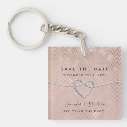 Porte-clés Mariage rose Enregistrer La Date Invitation (Devant)