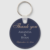 Porte-clés Mariage simple élégant bleu foncé Merci (Recto)