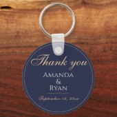 Porte-clés Mariage simple élégant bleu foncé Merci (Recto)