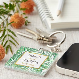 Porte-clés Mariage Tropical Palm Tree Favoriser Carré acryliq