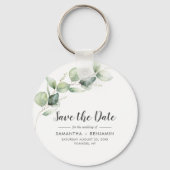 Porte-clés Mariage vert Eucalyptus Enregistrer la date (Recto)