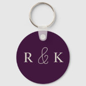 Porte-clés Mariage violet et beige monogrammé (Recto)