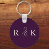 Porte-clés Mariage violet et beige monogrammé (Recto)
