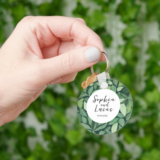 Porte-clés Mariage Whimsical Green Feuille (main)