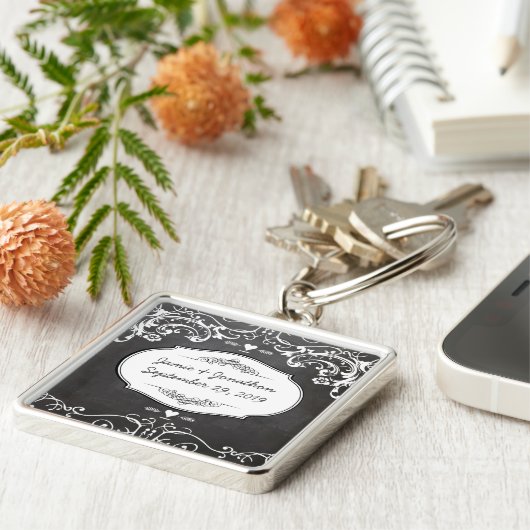 Porte-clés Mariages de typographie de tableau noir (Côté)