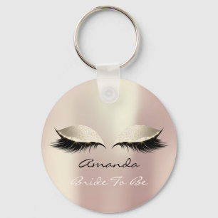 Porte-clés Mariée À Être Blush Ivory Girly Maquillage Lashes 